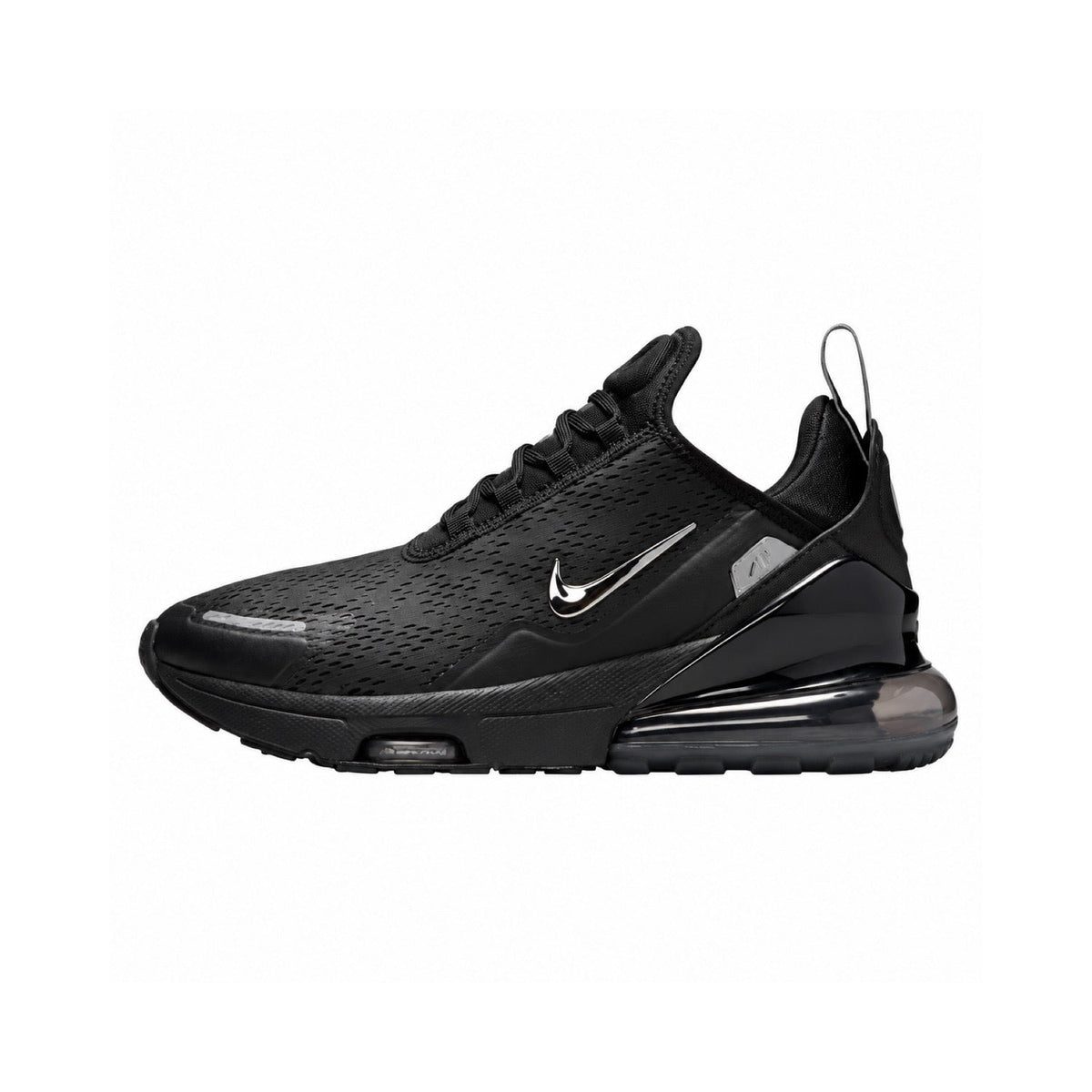 Nike Air Max 270 Premium Black / Silver – bočni prikaz na bijeloj pozadini