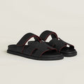 Hermes "Black Leather Chypre Sandals"